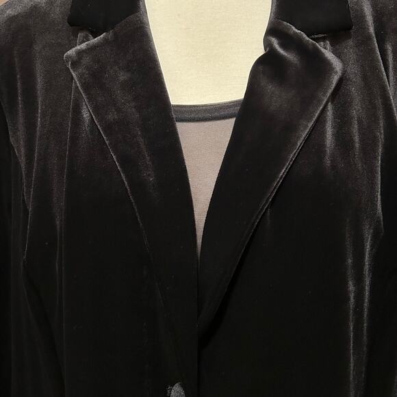 J.Jill Black Velvet Stretch Knit Blazer Jacket Size XL Petite - Picture 3 of 11